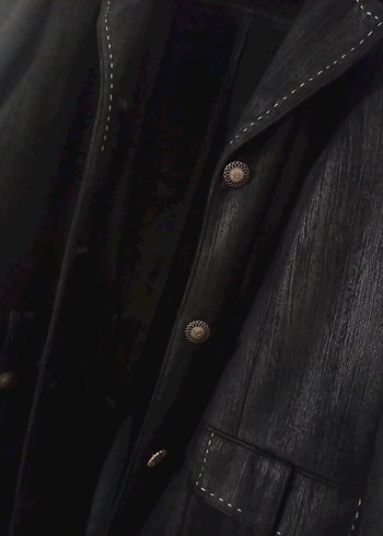 Kadın Siyah Süet Uzun Goth Kaban - Görsel 2