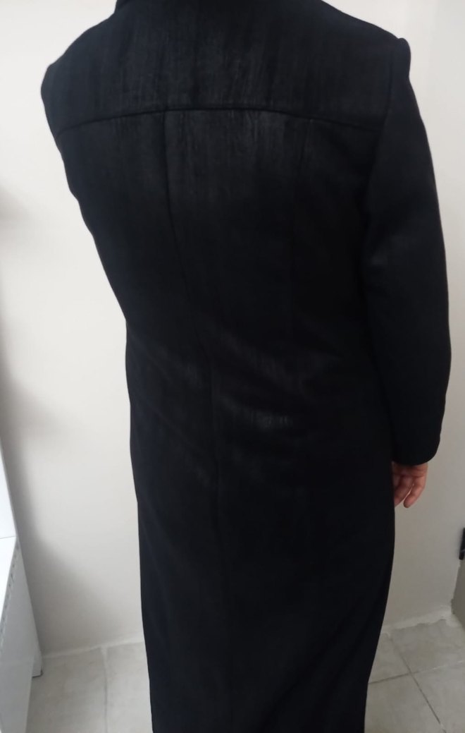 Kadın Siyah Süet Uzun Goth Kaban - Görsel 5