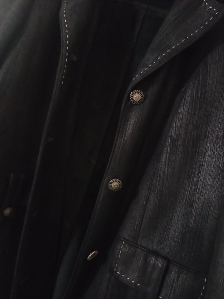 Kadın Siyah Süet Uzun Goth Kaban - Görsel 2