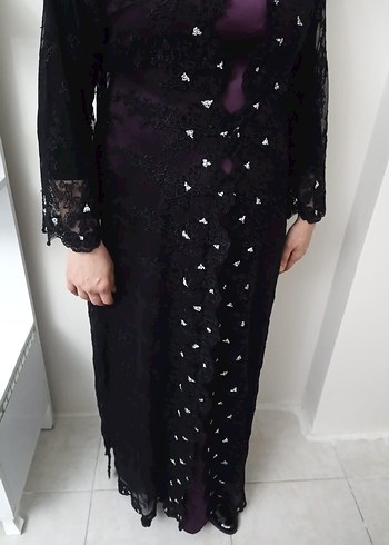 Dantel İşlemeli SiyaUzun Elbise hafta sonu indirim - Görsel 5