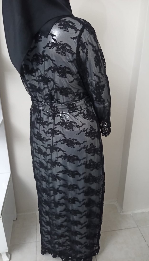 Dantel İşlemeli SiyaUzun Elbise hafta sonu indirim - Görsel 4