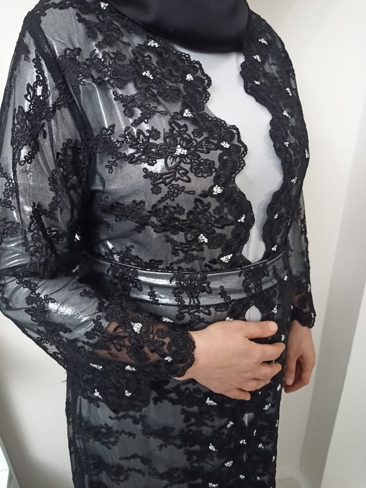 Dantel İşlemeli SiyaUzun Elbise hafta sonu indirim - Görsel 3