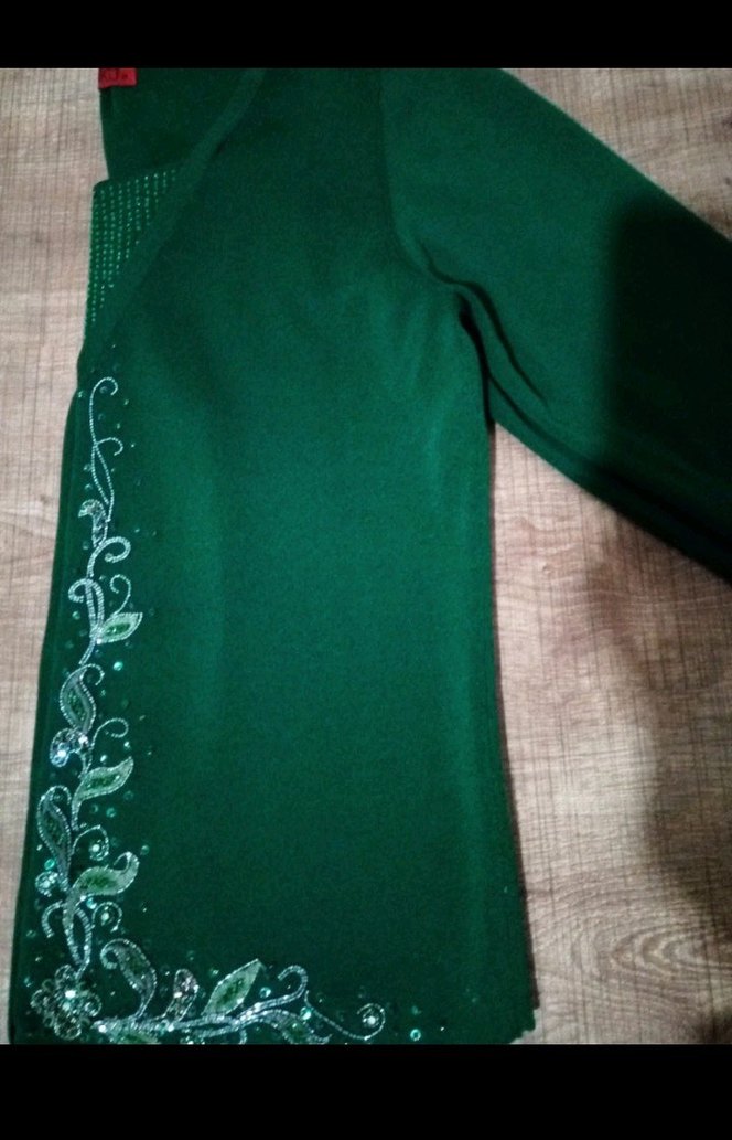 Nakışlı Yeşil Triko Kadın Kazak - Görsel 5