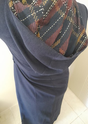 Kadın Lacivert Fermuarlı Uzun Kaban - Görsel 3