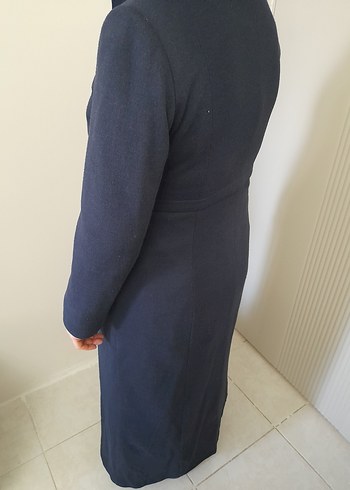 Kadın Lacivert Fermuarlı Uzun Kaban - Görsel 2