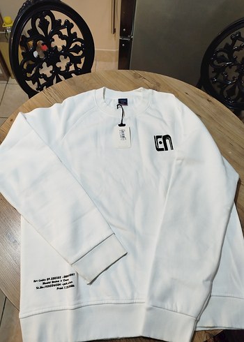 Lufian Minimal Beyaz Bisiklet Yaka Sweatshirt