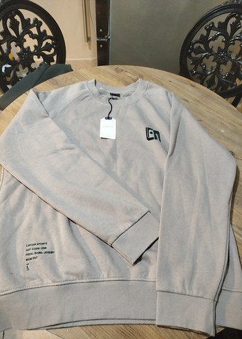 Lufian Sehir Stili Gri Bisiklet Yaka Sweatshirt