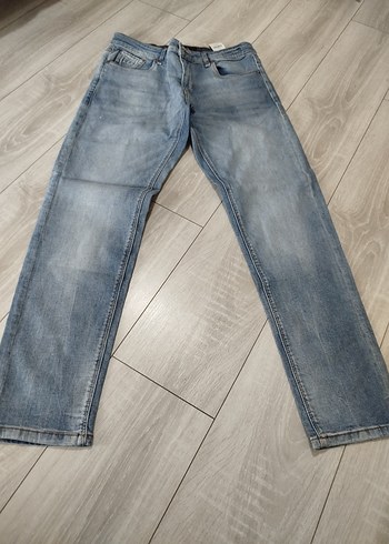 Lufian Acik Mavi Yikamali Duz Paca Jean