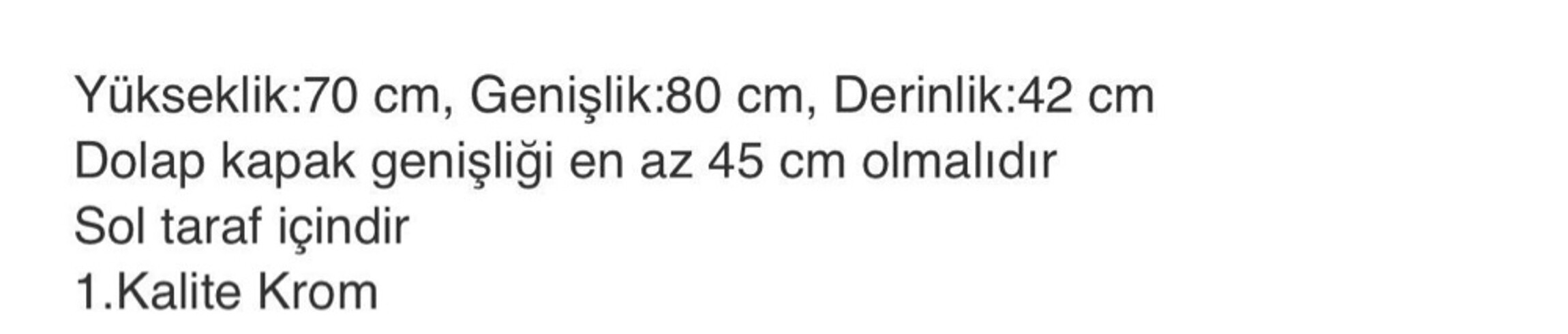 Beden Renk MUTFAK DOLAP KÖR NOKTA FASULYE SOL 2AD