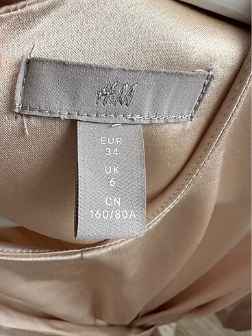 s Beden camel Renk H&M önü bağlamalı saten elbise