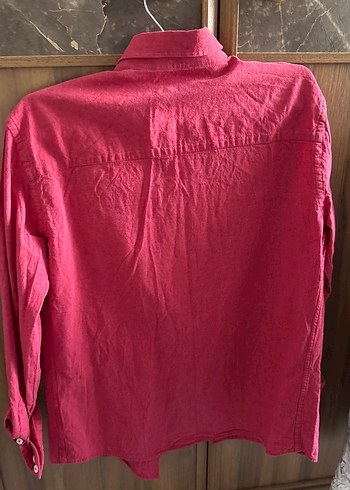 D'S Pembe Düğmeli Keten Uzun Kollu Gömlek - Görsel 2