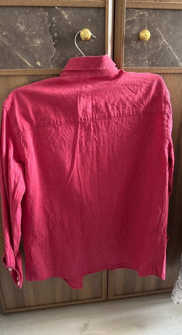 D'S Pembe Düğmeli Keten Uzun Kollu Gömlek - Görsel 2