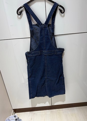 Kadın Lacivert Kısa Denim Salopet Hamile kullanımına uygundur - Görsel 2