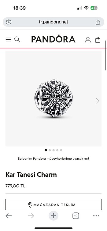 Pandora kar tanesi charm