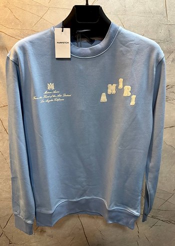 Mavi Pamuklu Baskılı Sweatshirt