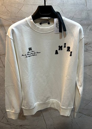 Beyaz Pamuklu Erkek Sweatshirt Uzun Kollu