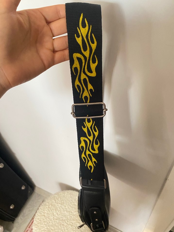 Sarı Yılan Desenli Deri Kadın Çapraz Çanta - Görsel 2