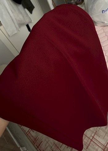 Bordo Midi Kadın Kumaş Pantolon - Görsel 2