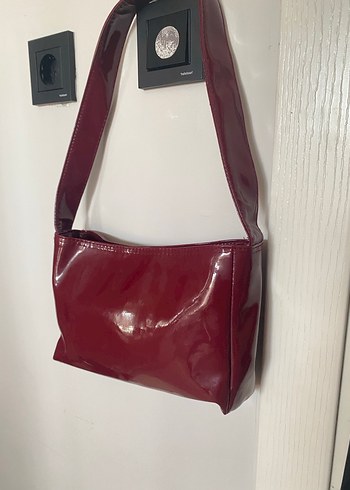 Parlak Kırmızı Deri Kadın Omuz Çantası - Görsel 2