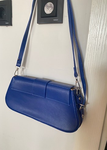 Mavi Deri Kadın Çanta Tokalı - Görsel 2