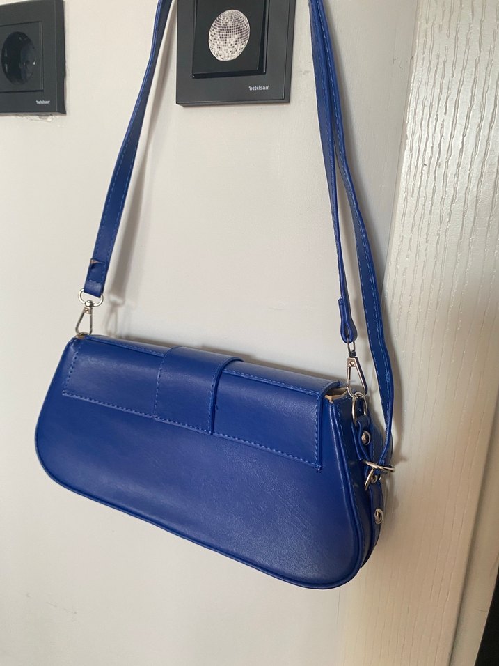 Mavi Deri Kadın Çanta Tokalı - Görsel 2