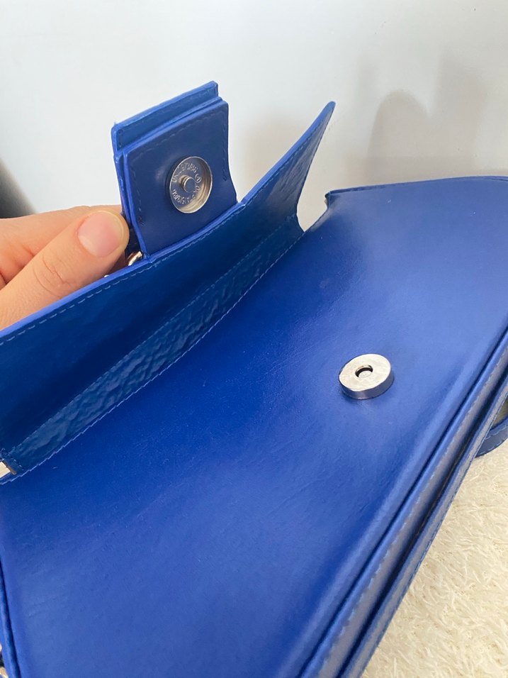 Mavi Deri Kadın Çanta Tokalı - Görsel 4