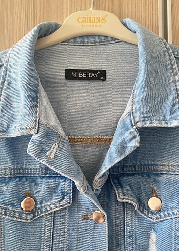 Düğmeli Mavi Kadın Denim Ceket - Görsel 2