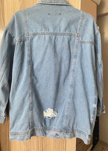 Düğmeli Mavi Kadın Denim Ceket - Görsel 3