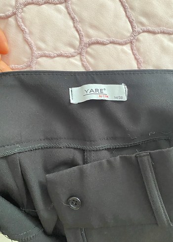 Düğmeli Siyah Kadın Kumaş Pantolon - Görsel 2