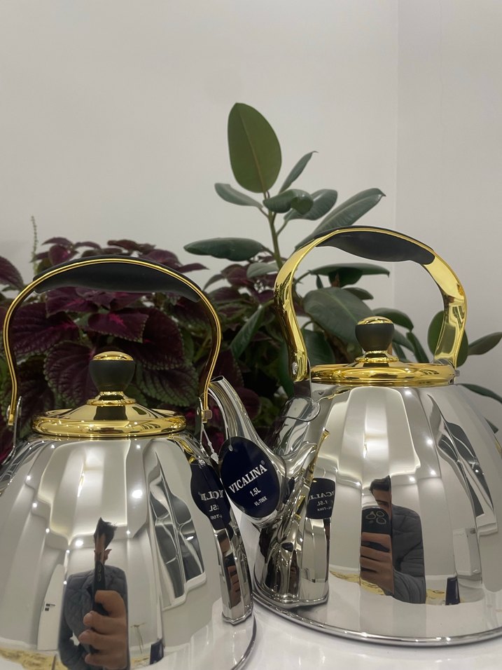 Gri ve Altın Renkli Çaydanlık Seti - Görsel 2