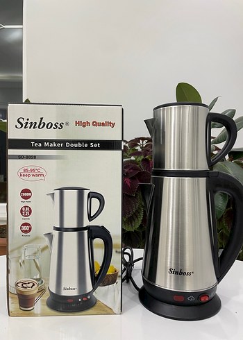 Sinboss Çift Demlikli Çay Makinesi Beyaz-Gri - Görsel 2