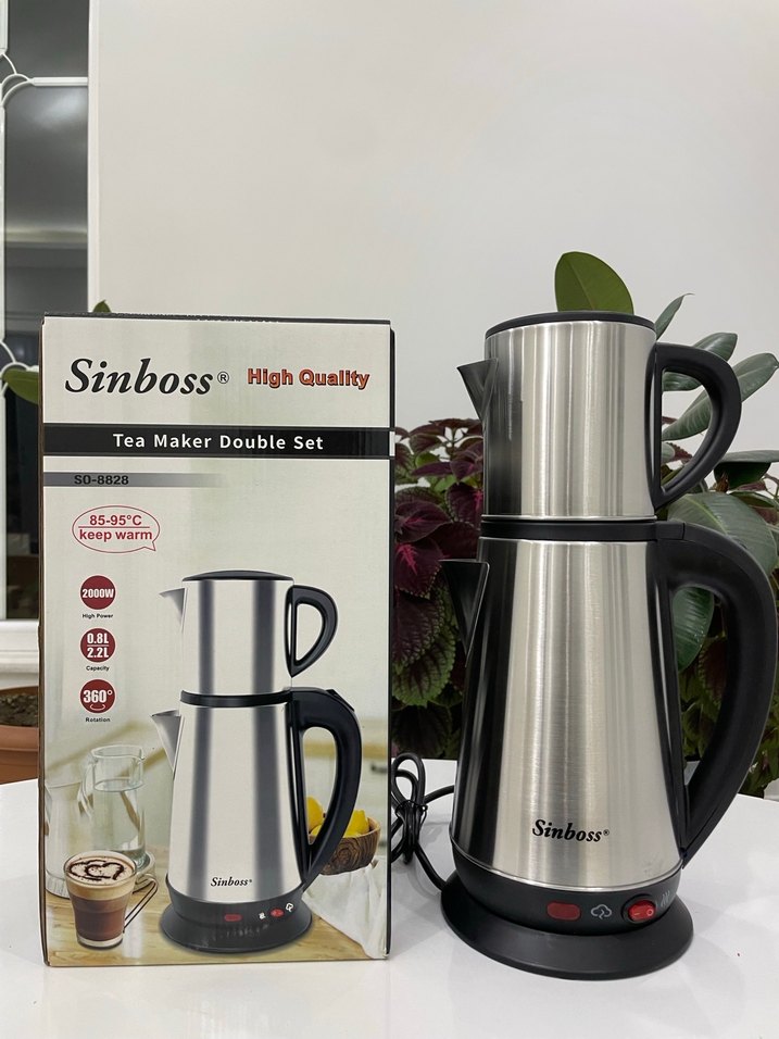 Sinboss Çift Demlikli Çay Makinesi Beyaz-Gri - Görsel 2