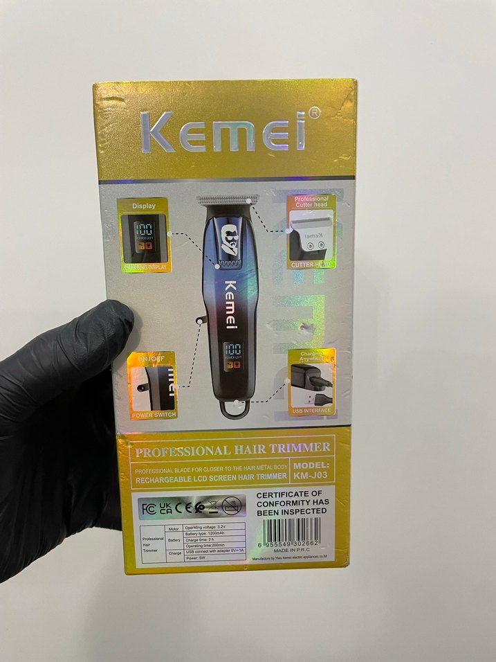 Kemei Profesyonel Siyah Saç Kesme Makinesi - Görsel 2