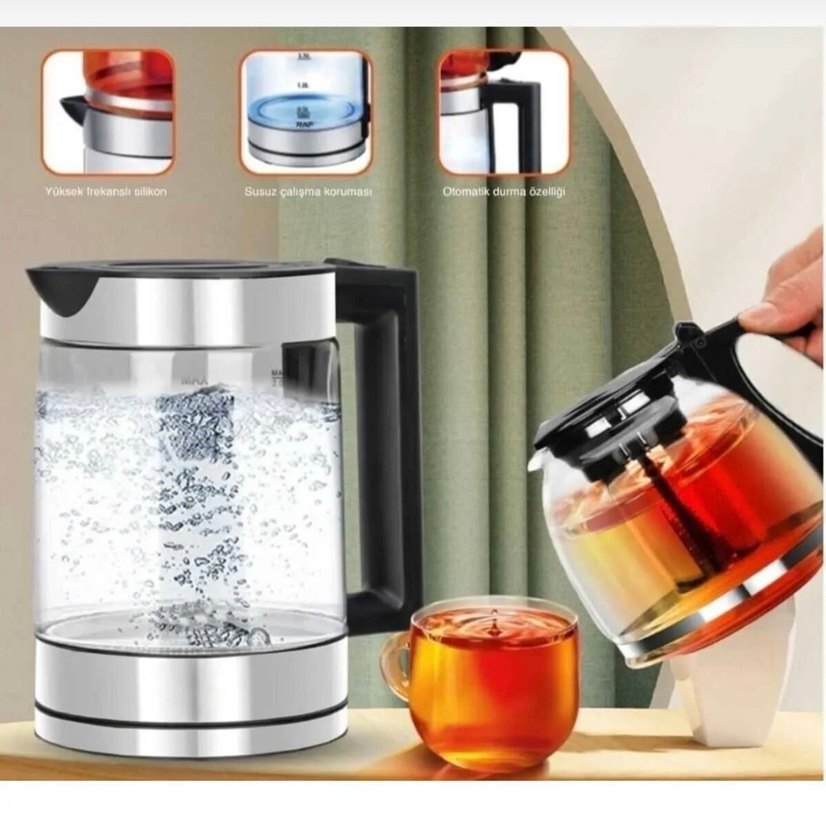 Gri Mavi Çay Makinesi 2L Kapasiteli - Görsel 2