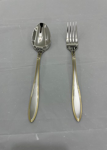 Altın Renkli Parlak Kaşık ve Çatal Seti - Görsel 2