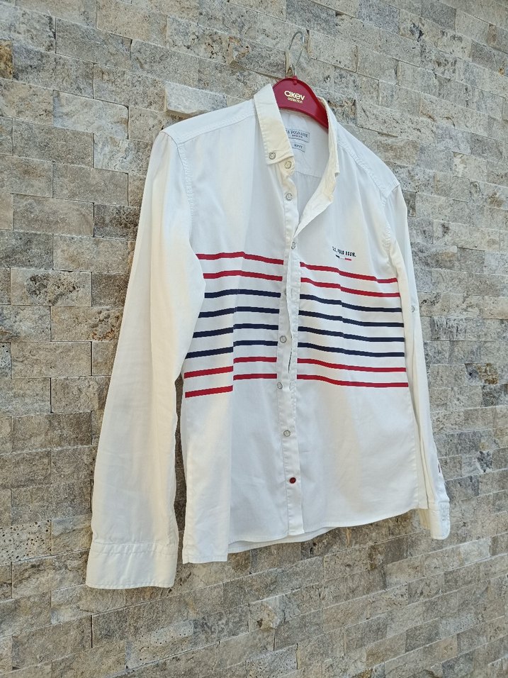 Erkek Beyaz Çizgili Uzun Kollu Gömlek - Görsel 3