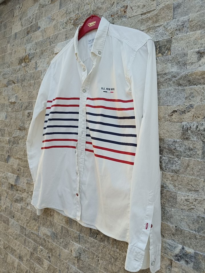 Erkek Beyaz Çizgili Uzun Kollu Gömlek - Görsel 2