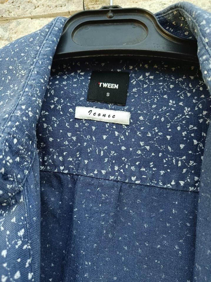 Uzun Kollu Gri Mavi Batik Desenli Erkek Gömlek - Görsel 3