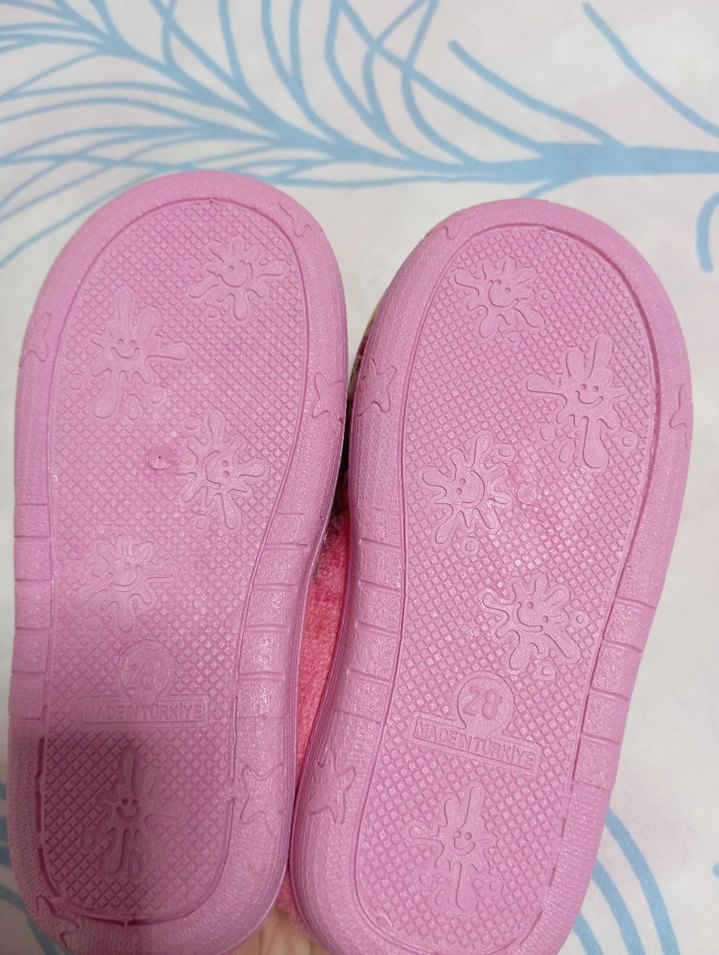 Renkli Kız Çocuk Sıcak Peluş Terlik - Görsel 4