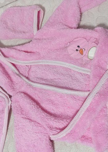 Nakışlı Pembe Kız Çocuk Bornoz