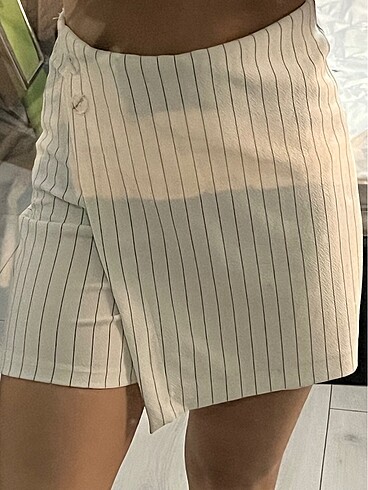 s Beden beyaz Renk BEYAZ ÇİZGİLİ ŞORT ETEK