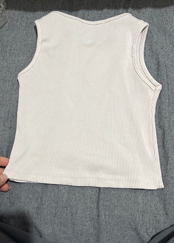 Kadın Beyaz Pamuklu Kolsuz crop - Görsel 2