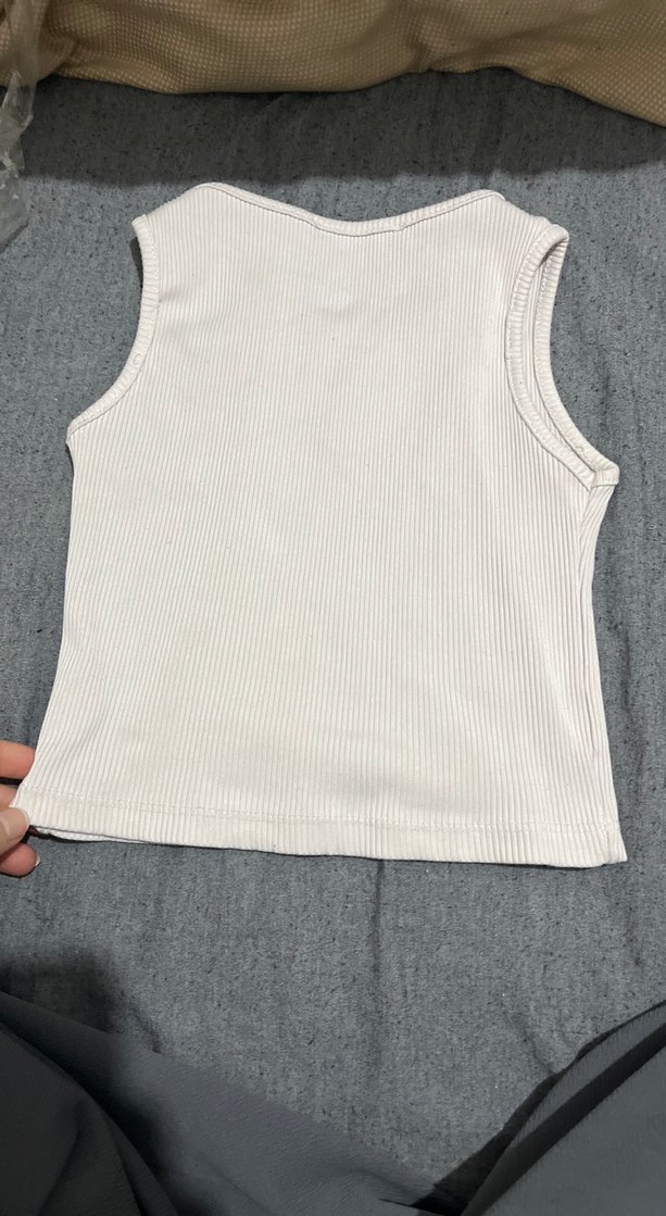 Kadın Beyaz Pamuklu Kolsuz crop - Görsel 2