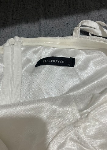 Dantel Mini Beyaz Straplez Gelinlik - Görsel 2