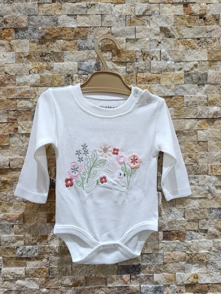 %100 Pamuk 3lü Tavşanlı Bebek Takımı  0-12 Ay - Görsel 3