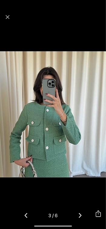 Zara Sıfır yeni etiketli şort etekli ceketli tüvit takım