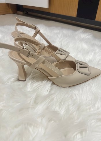 Bej Tokalı Stiletto Kadın Ayakkabı - Görsel 4