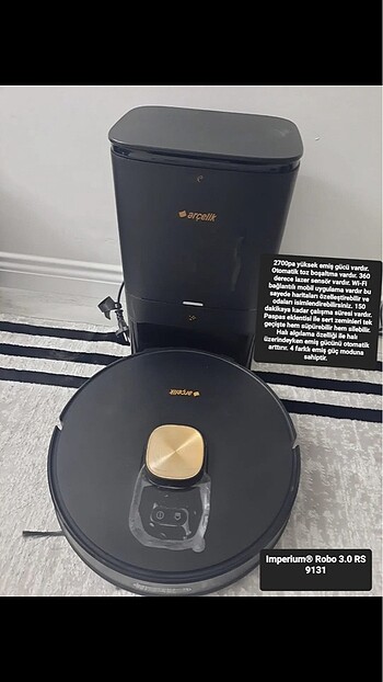 Arçelik Imperium® Robo 3.0 RS 9131 Toz Hazneli Robot Süpürge