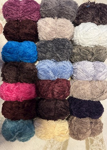 Renkli Bohem Rabbit Etrofil Kürk Örgü İplik Seti - Görsel 4