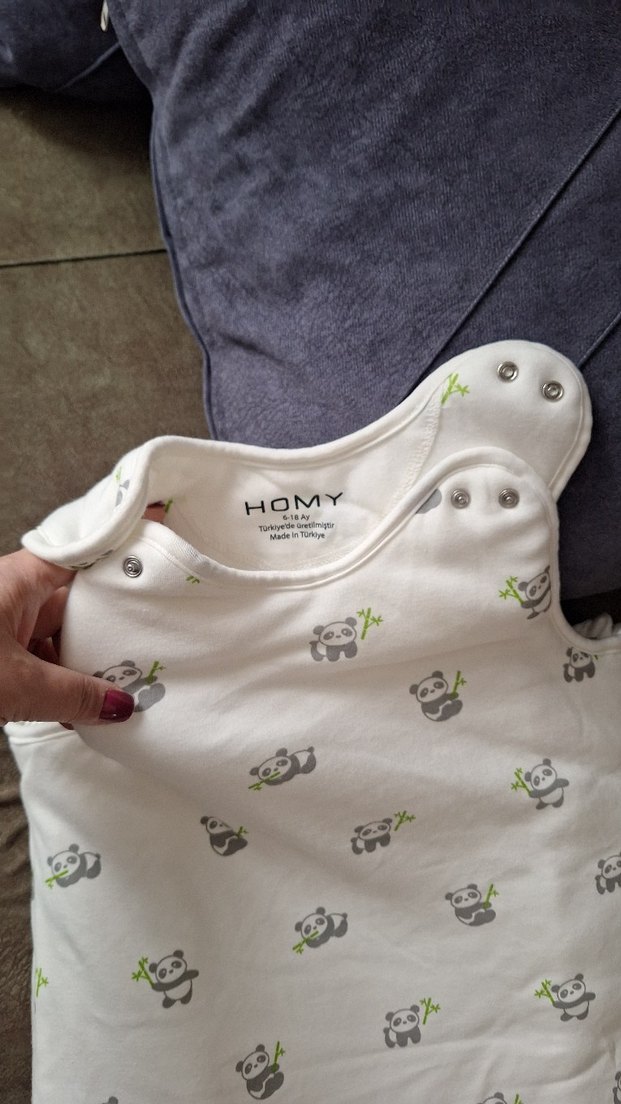 Beyaz Baskılı Kadife Bebek Uyku Tulumu - Görsel 3